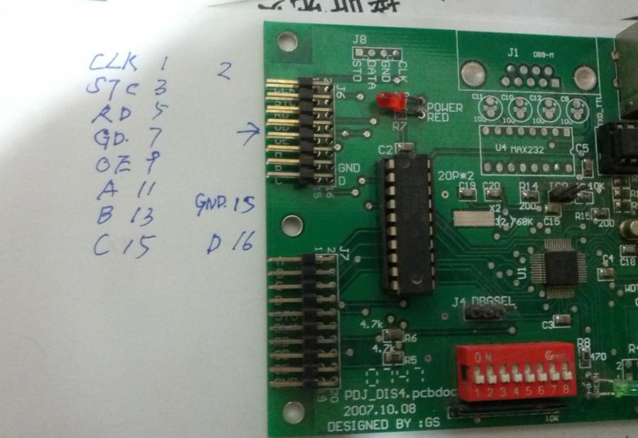 连接到板子上的管脚定义