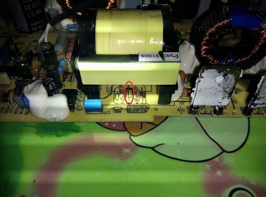 红圈中是个二极管（中手给图中已标出），如有这个管子，调整电压是在20V以上。拆外后配合手绘图中红圈内的  ...