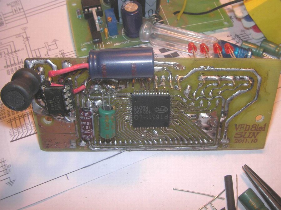 VFD焊接的PT6311贴片和MC34063的负压22V驱动板