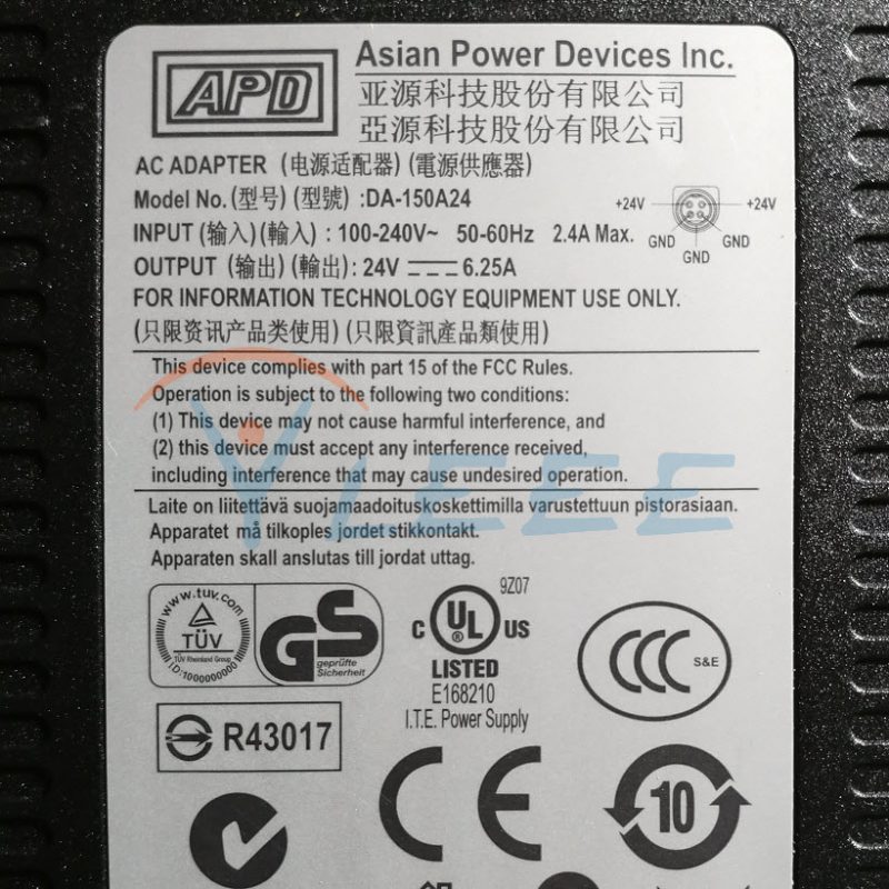 APD 24V电源适配器 DA-150A24 24V6.25A 兼容FSP：fsp150-aba