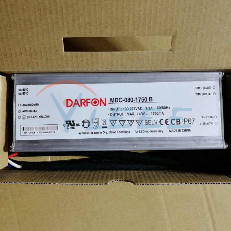 DARFON MDC-080-1750B 49V1750mA 0-10V调光电源 防水路灯LED驱动