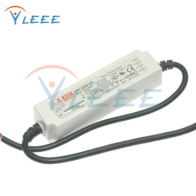 LPF-25D-24 25W 24V1.05A明纬塑壳IP67防水调光LED电源0-10V调光