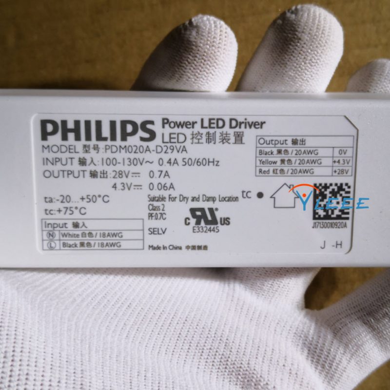 PHILIPS Power LED Driver MODEL:PDM020A-D29VA INPUT:100-130V OUTPUT:28V0.7A