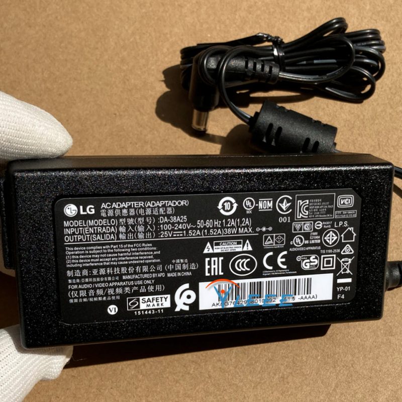 Genuine LG Soundbar Charger AC Adapter Power Supply DA-38A25 25V 1.52A 38W