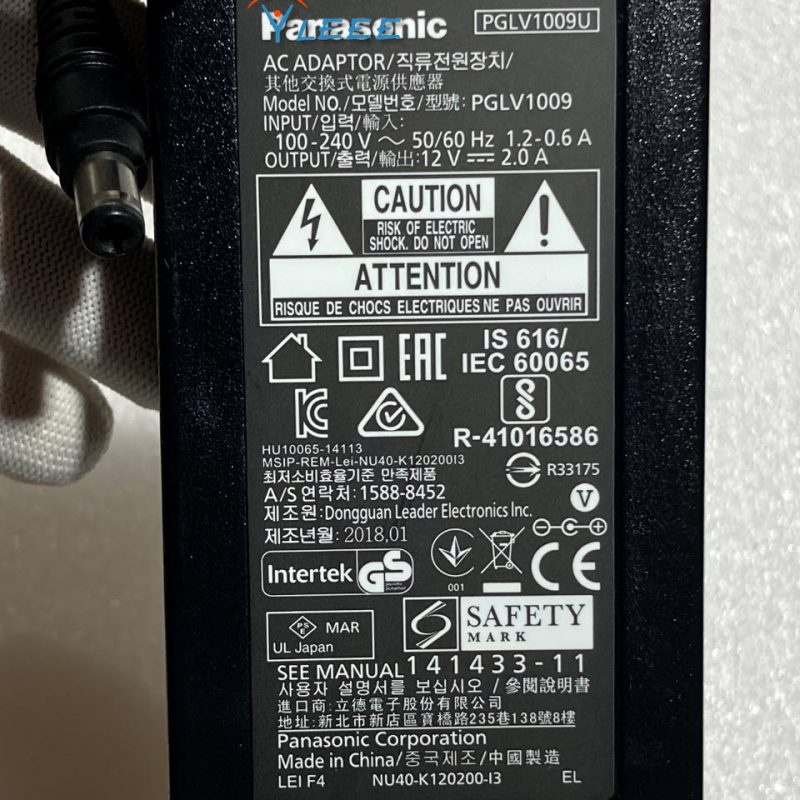 PANASONIC/松下GP-VD151電源供應器/适配器型号：PGLV1009 12V2A