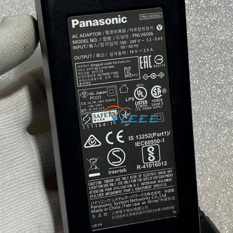 Panasonic Model：PNLV6506 AC适配器输 出：直流16V2.5A